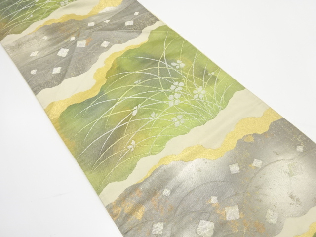 JAPANESE KIMONO / ANTIQUE FUKURO OBI / SILK / WOVEN MIST